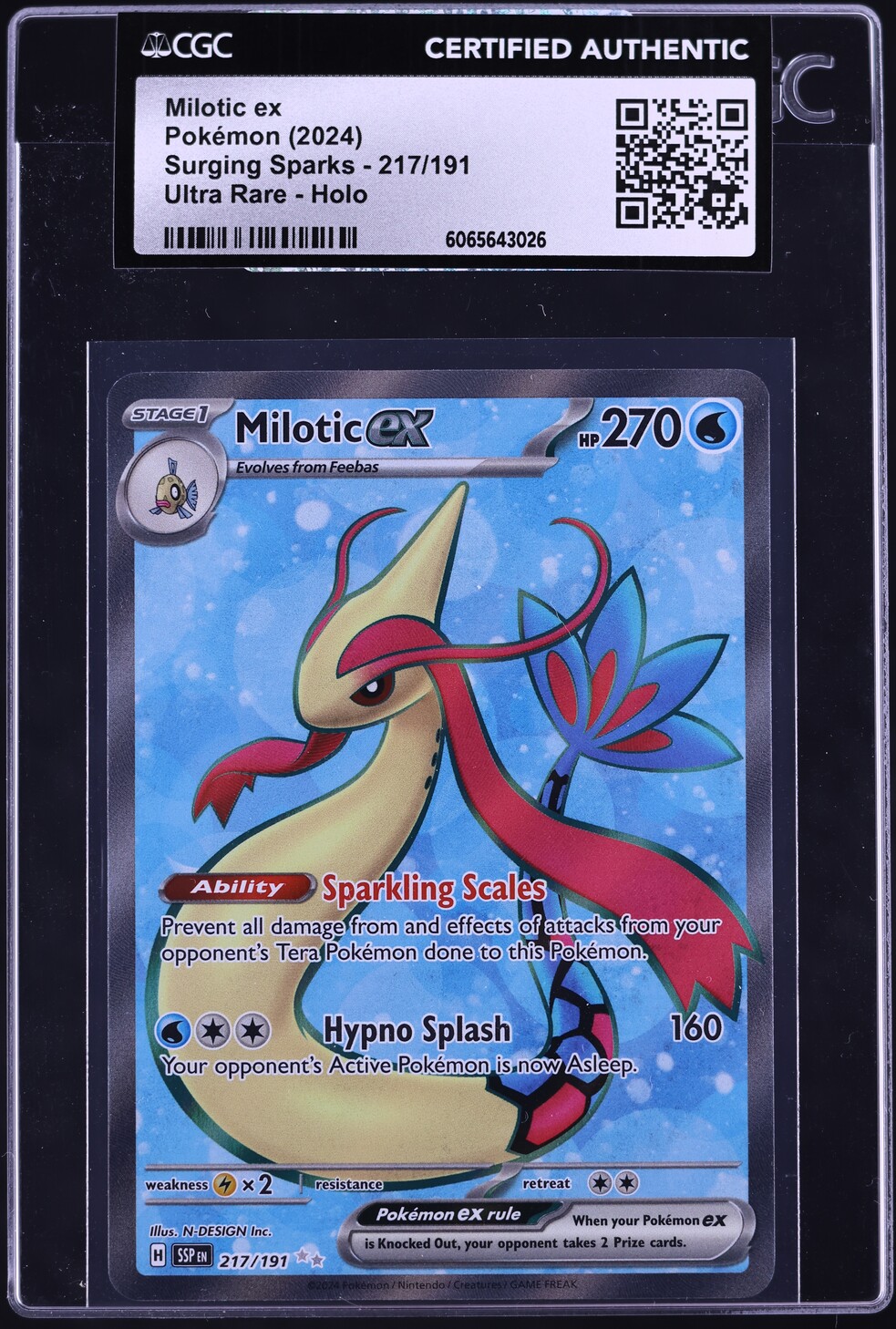 2024 Pokemon Scarlet & Violet Surging Sparks Full Art Milotic ex #217 CGC AUTH