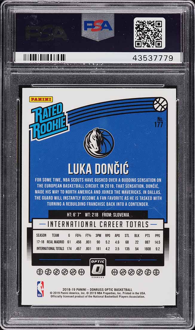 2018 Donruss Optic Luka Doncic ROOKIE #177 PSA 10 GEM MINT