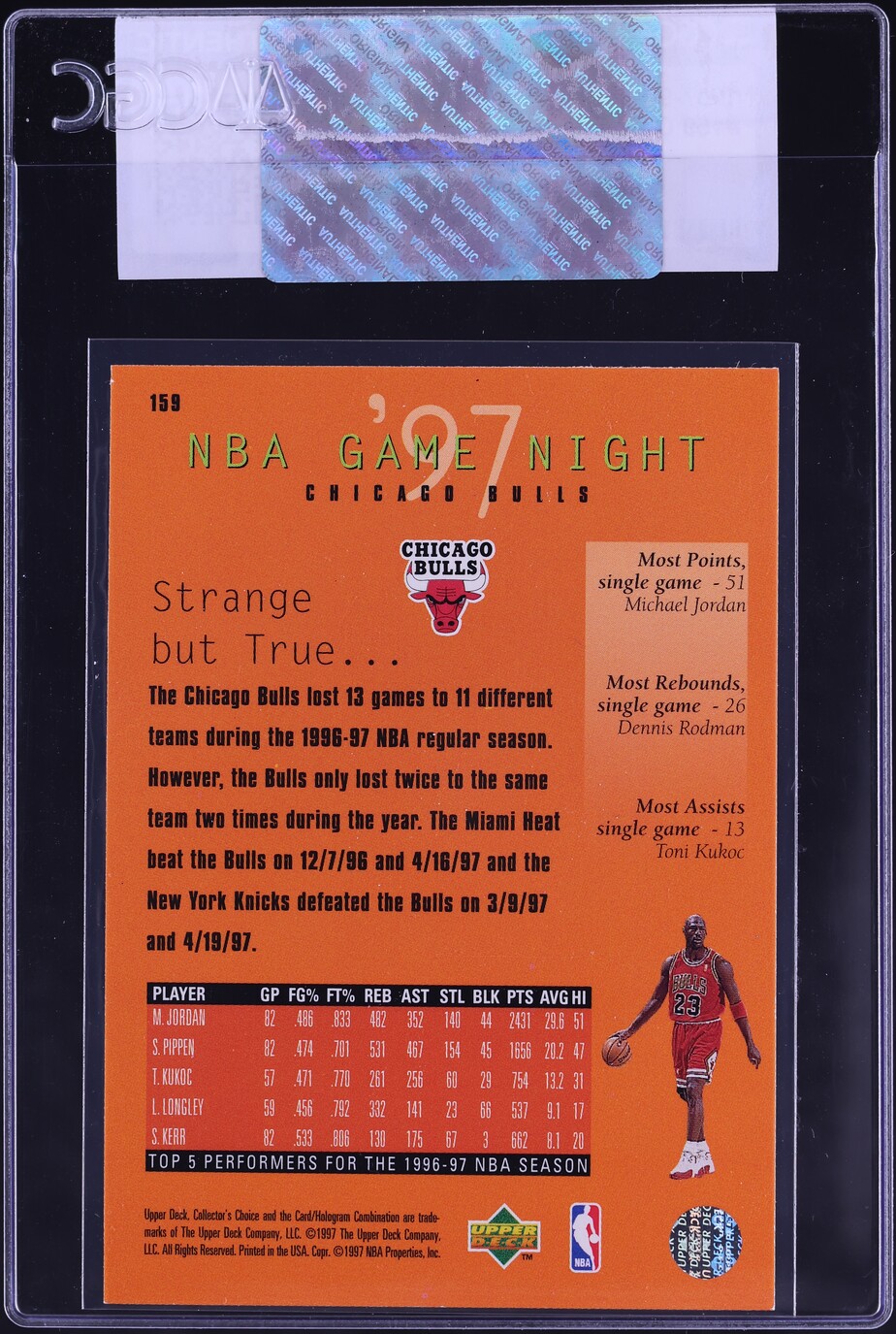 1997 Collector's Choice Chicago Bulls w/ Michael Jordan #159 CGC AUTH