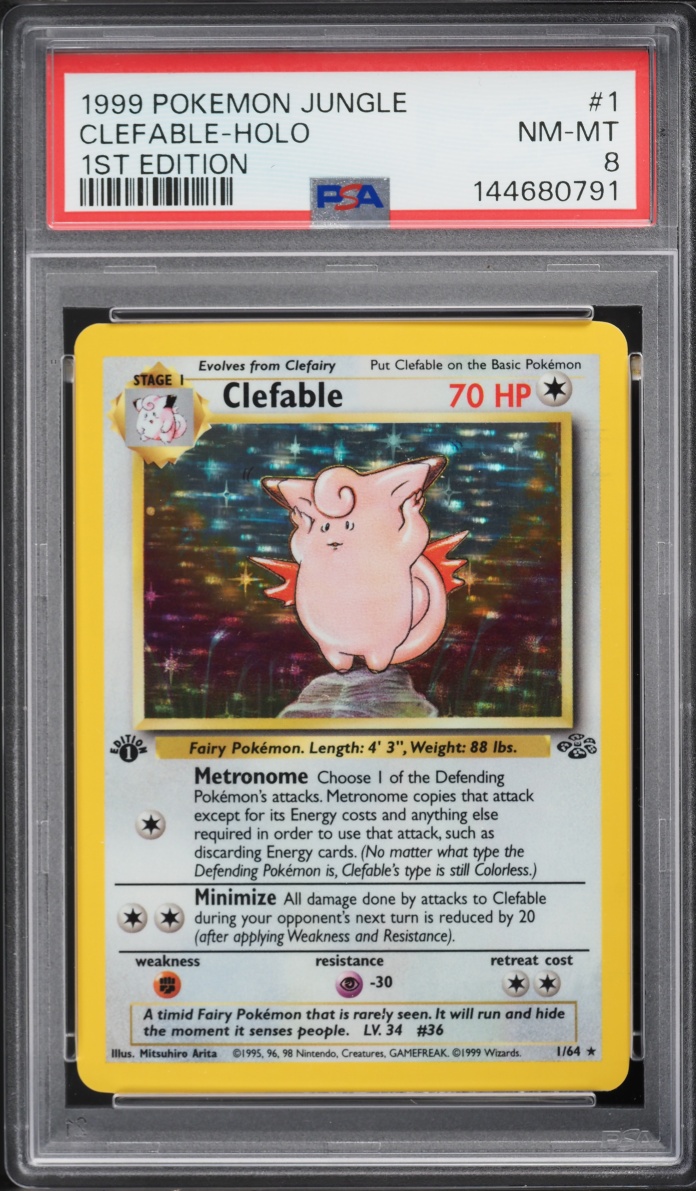 1999 Pokemon Jungle 1st Edition Holo Clefable #1 PSA 8 NM-MT