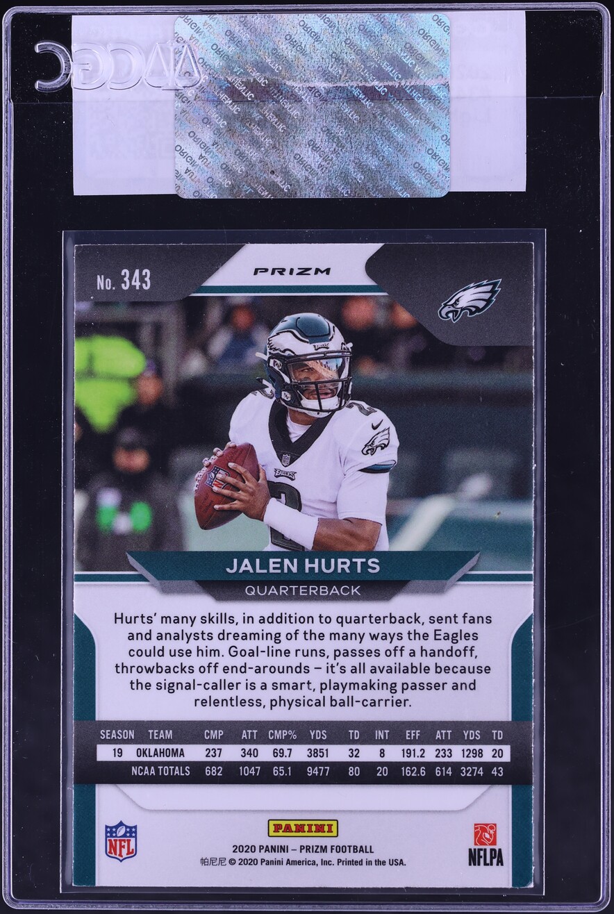 2020 Panini Prizm Light Blue Jalen Hurts ROOKIE #343 CGC AUTH