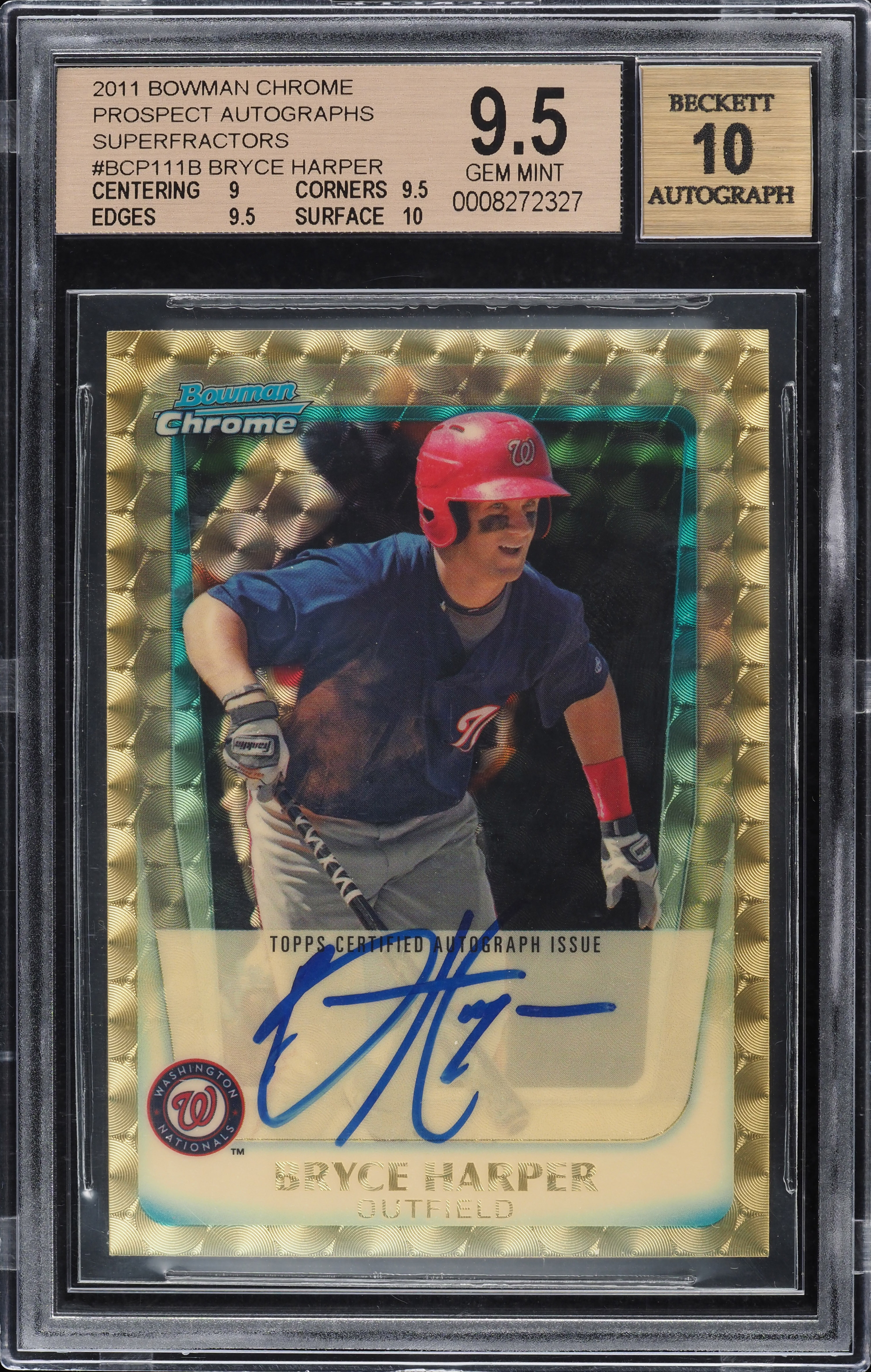 2011 Bowman Chrome Superfractor Bryce Harper ROOKIE AUTO 1/1