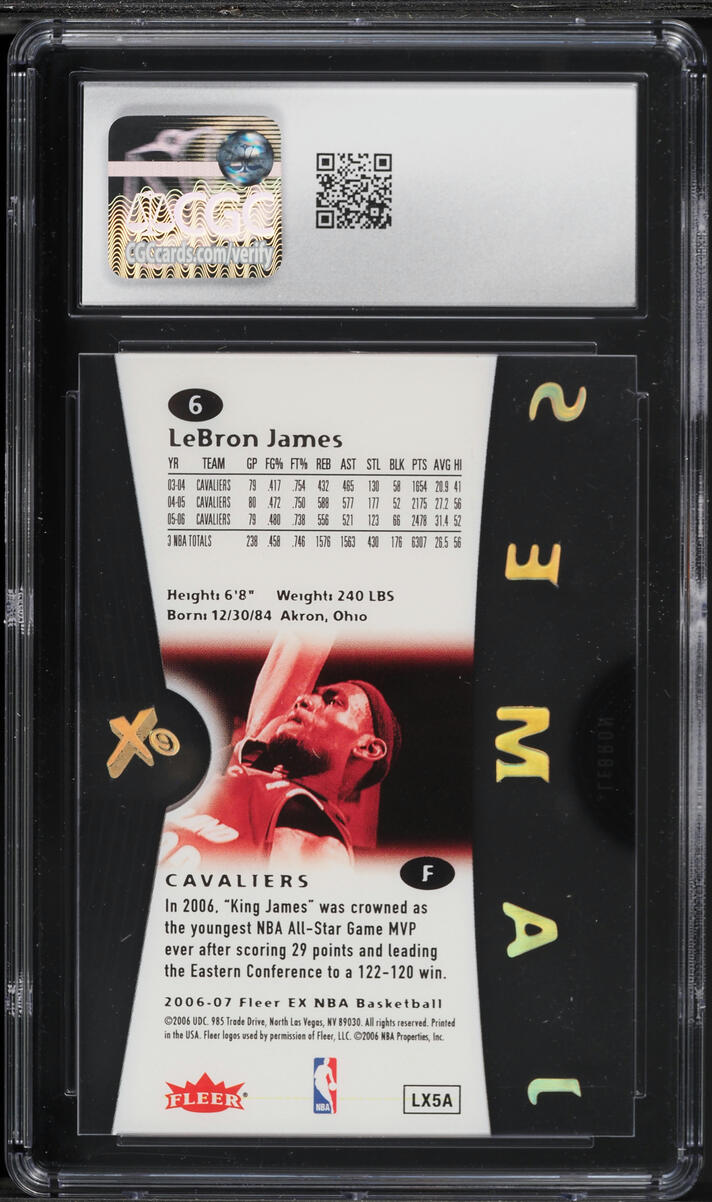 2006 Fleer E-X LeBron James #6 CGC 8 NM-MT
