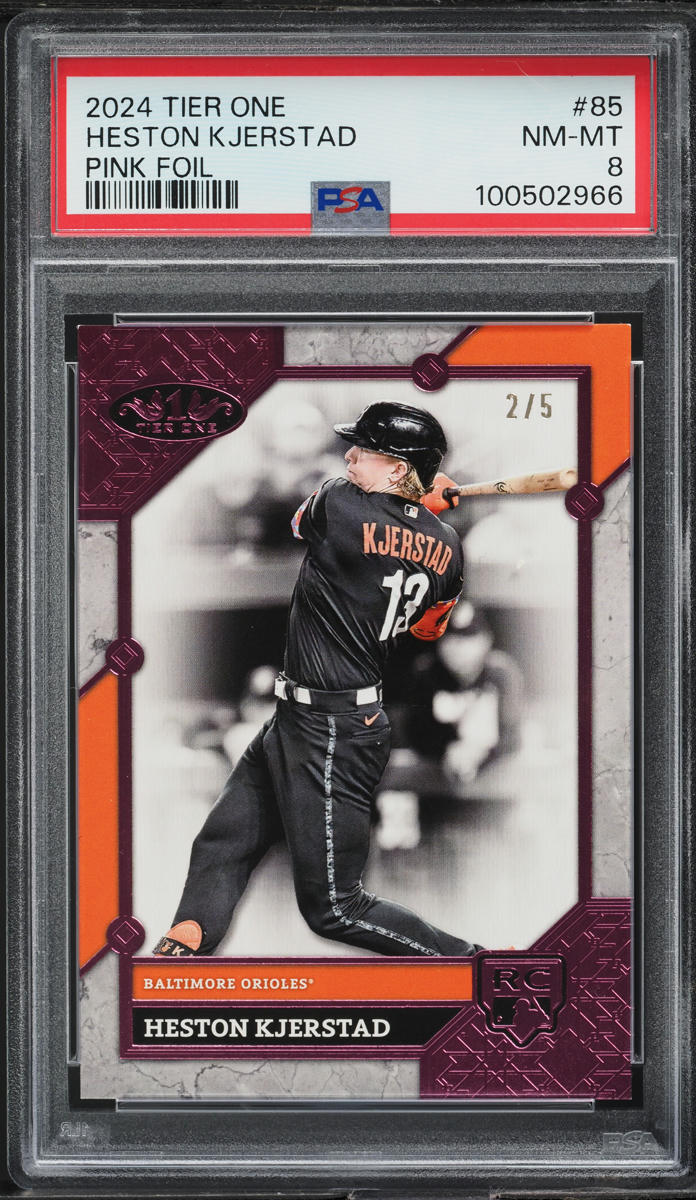 2024 Topps Tier One Pink Foil Heston Kjerstad ROOKIE /5 #85 PSA 8 NM-MT