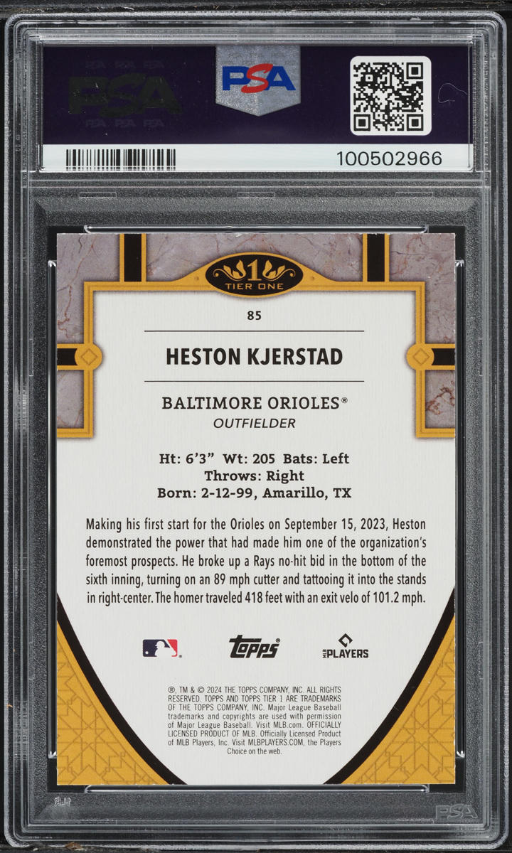 2024 Topps Tier One Pink Foil Heston Kjerstad ROOKIE /5 #85 PSA 8 NM-MT