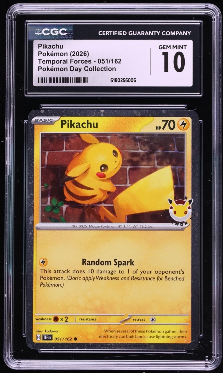2026 Pokemon Scarlet & Violet Temporal Forces Day Collection Pikachu #51 CGC 10 GEM MINT