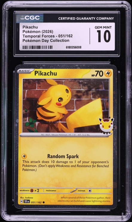 2026 Pokemon Scarlet & Violet Temporal Forces Day Collection Pikachu #51 CGC 10 GEM MINT