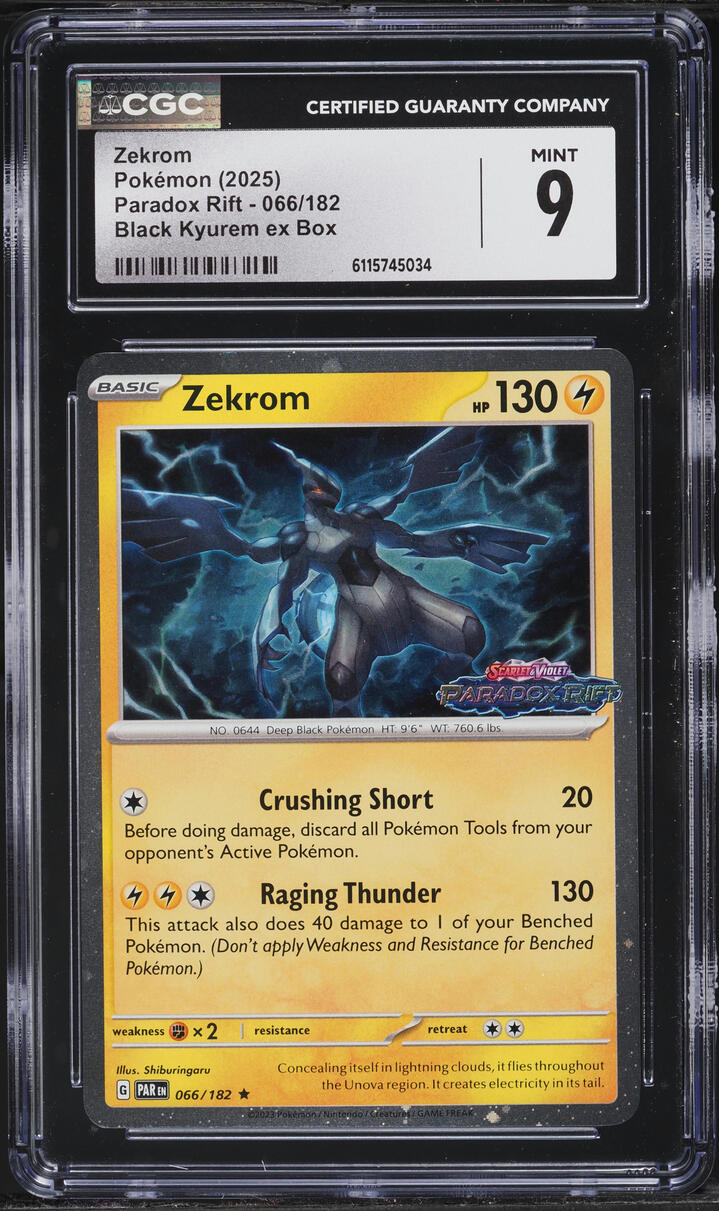 2025 Pokemon Scarlet & Violet Paradox Rift Black Kyurem Ex Box Zekrom #66 CGC 9 MINT