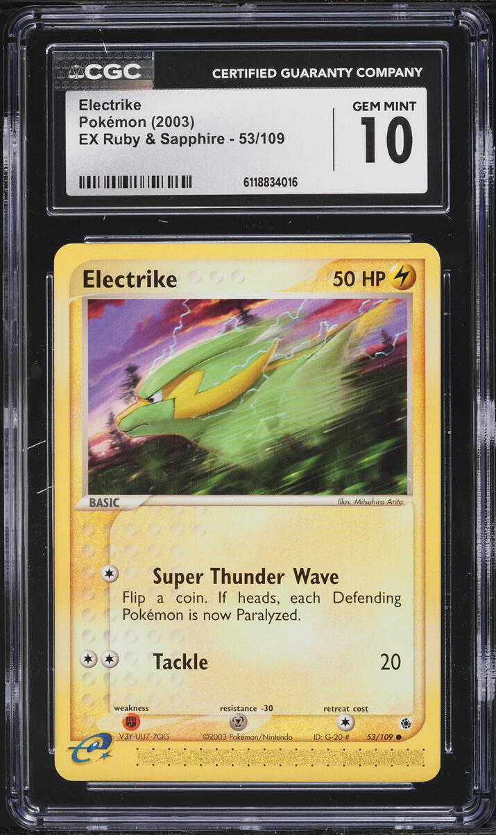 2003 Pokemon EX Ruby & Sapphire Reverse Holo Electrike #53 CGC 10 GEM MINT
