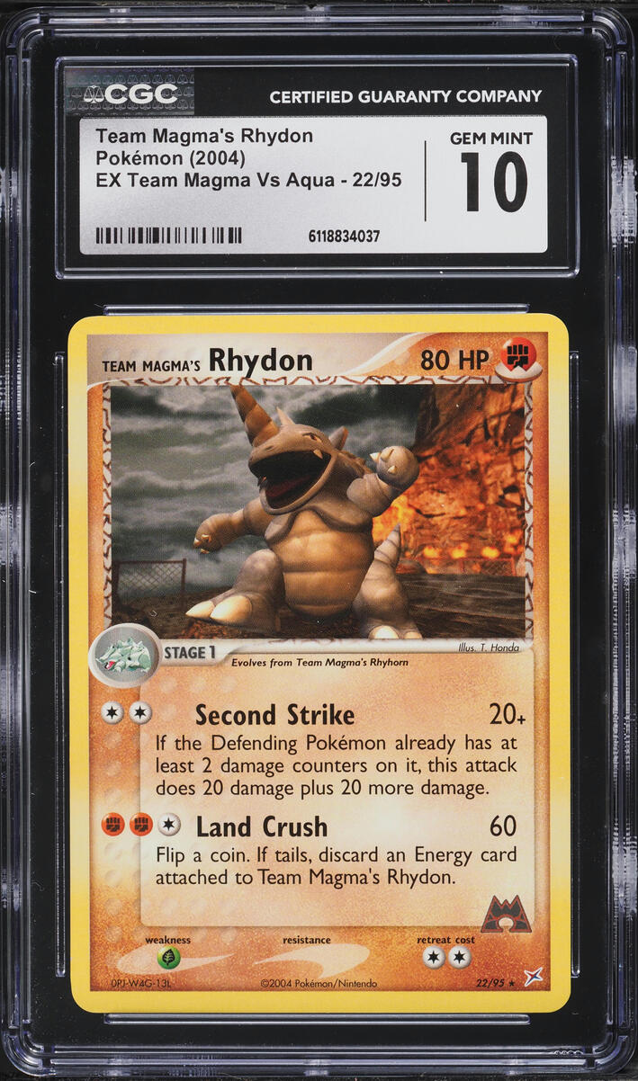 2004 Pokemon EX Team Magma VS Aqua Team Magma's Rhydon #22 CGC 10 GEM MINT