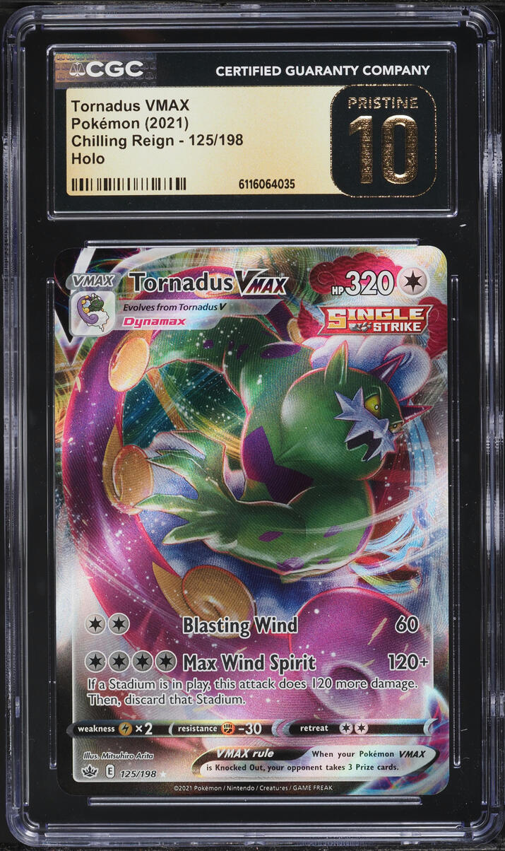 2021 Pokemon Sword & Shield Chilling Reign Full Art Tornadus VMAX #125 CGC 10 PRISTINE