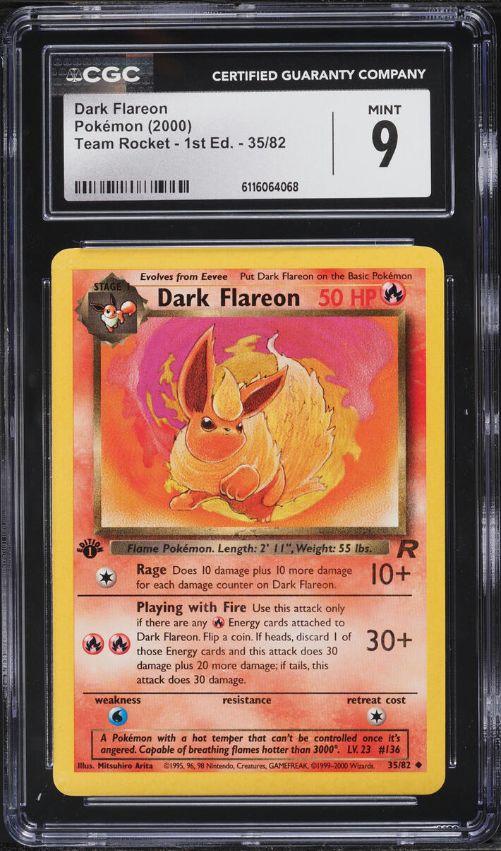 2000 Pokemon Team Rocket 1st Edition Dark Flareon #35 CGC 9 MINT