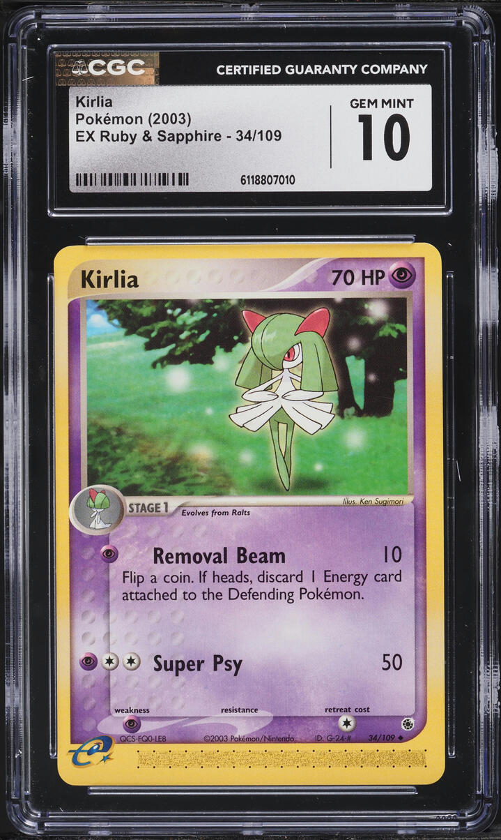 2003 Pokemon EX Ruby & Sapphire Kirlia #34 CGC 10 GEM MINT