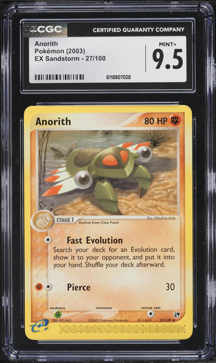 2003 Pokemon EX Sandstorm Anorith #27 CGC 9.5 MINT+