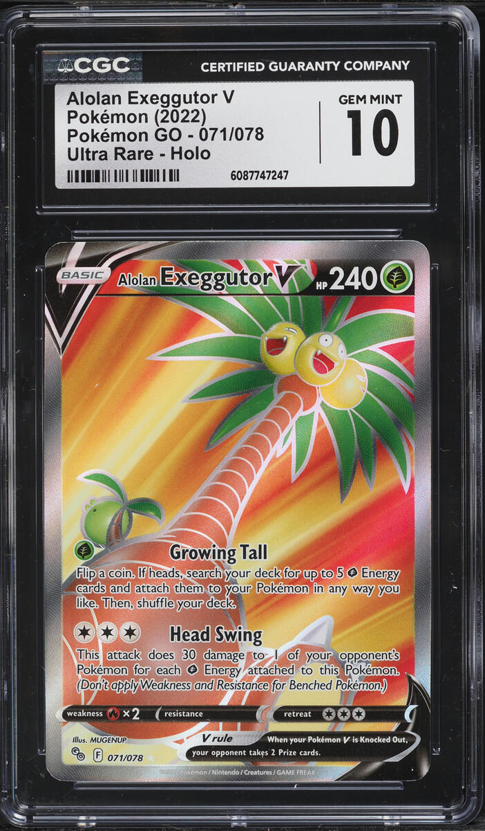 2023 Pokemon Sword & Shield Pokemon GO Full Art Alolan Exeggutor V #71 CGC 10 GEM MINT