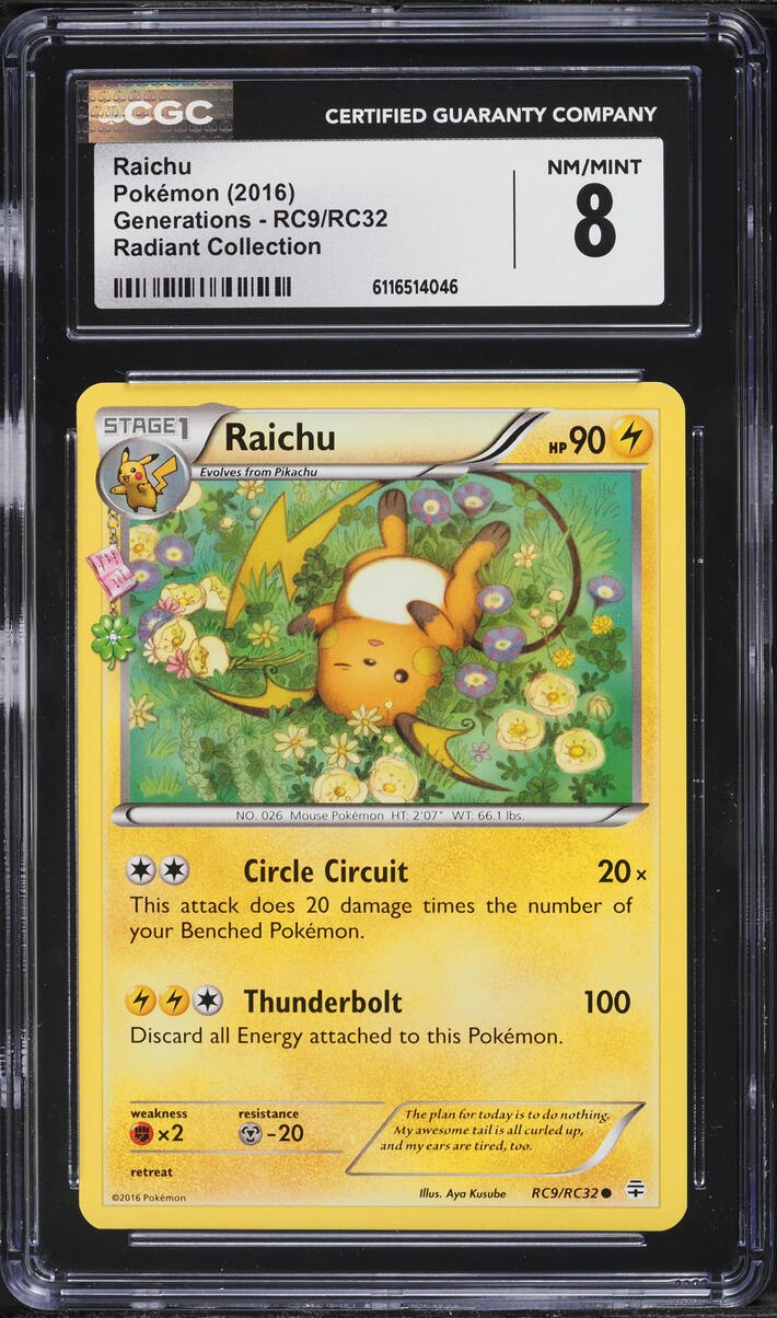 2016 Pokemon XY Generations Radiant Collection Raichu #RC9 CGC 8 NM-MT