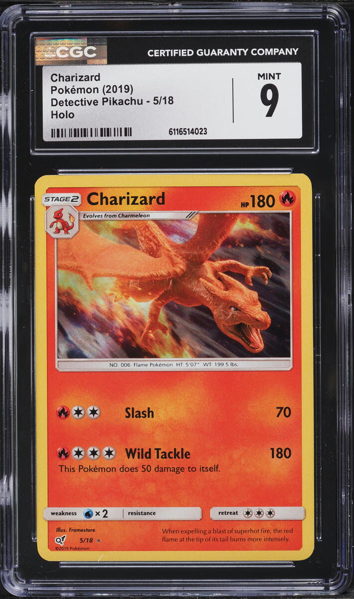 2019 Pokemon Sun & Moon Detective Pikachu Holo Charizard #5 CGC 9 MINT