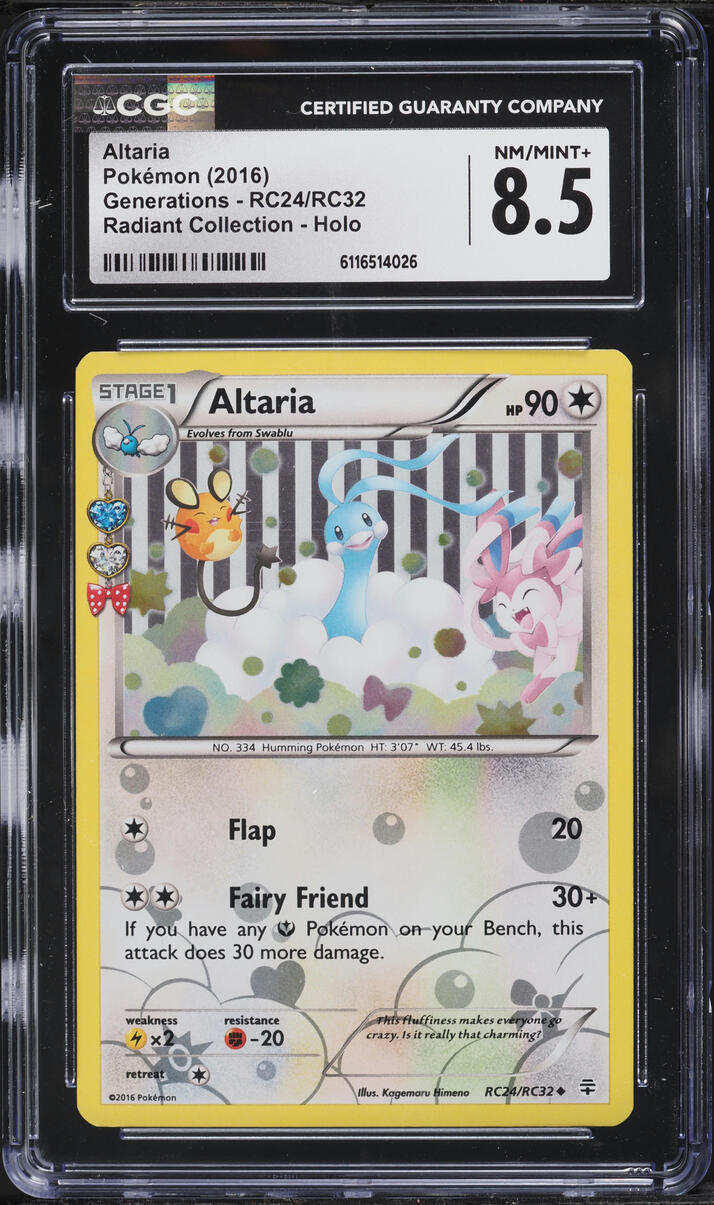 2016 Pokemon XY Generations Radiant Collection Holo Altaria #RC24 CGC 8.5 NM-MT+