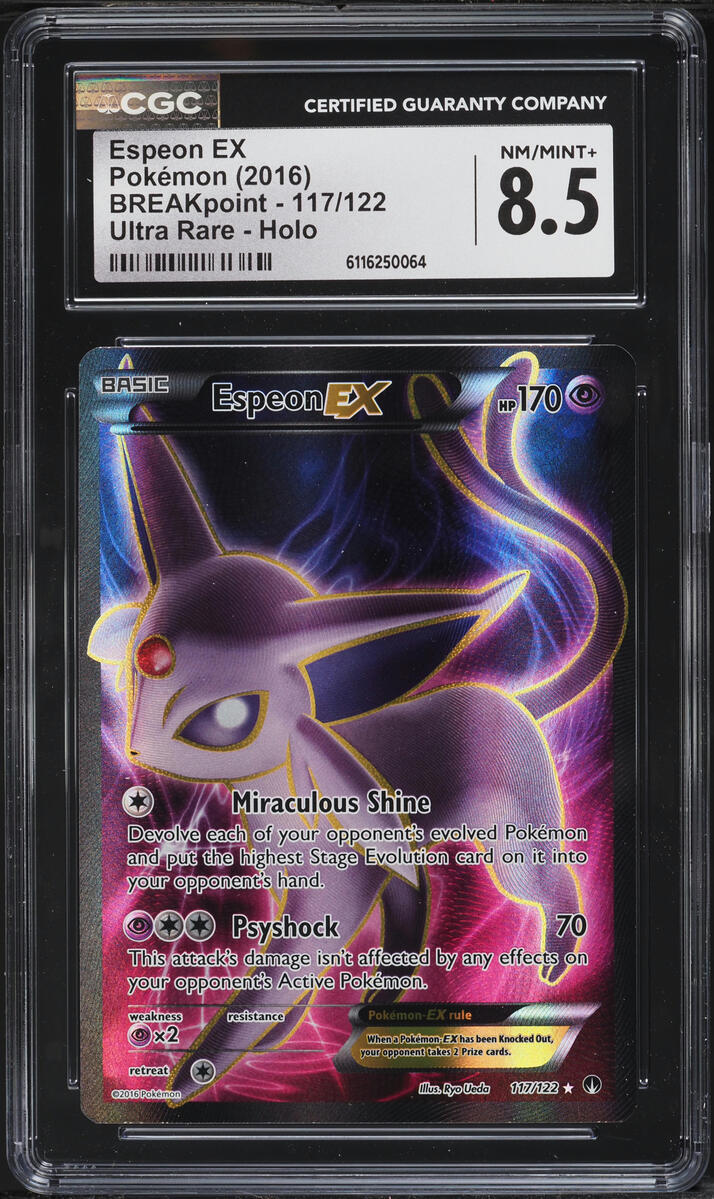 2016 Pokemon XY BREAKpoint Full Art Espeon EX #117 CGC 8.5 NM-MT+