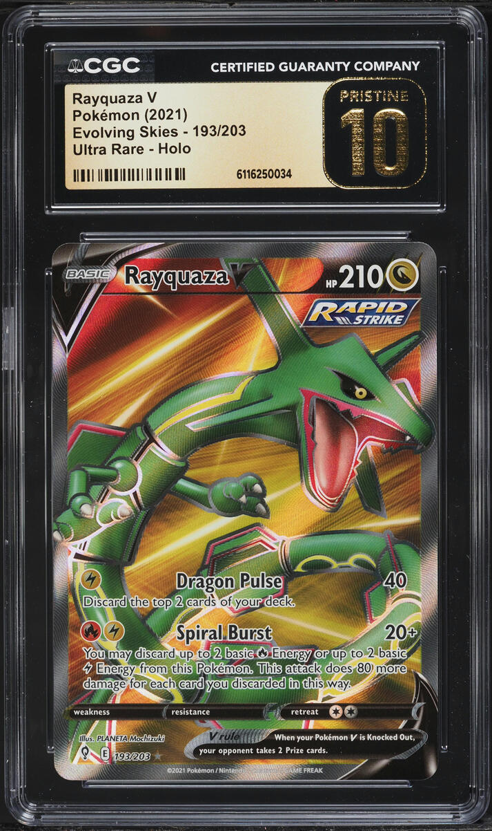 2021 Pokemon Sword & Shield Evolving Skies Full Art Rayquaza V #193 CGC 10 PRISTINE