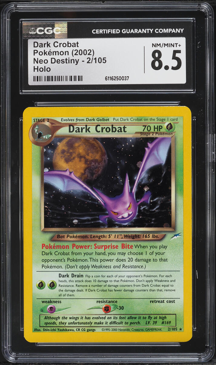 2002 Pokemon Neo Destiny Holo Dark Crobat #2 CGC 8.5 NM-MT+