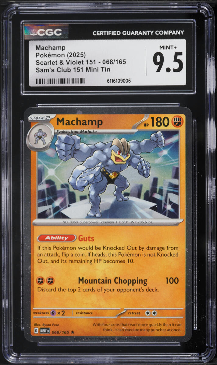 2025 Pokemon Scarlet & Violet 151 Sam's Club Mini Tin Machamp #68 CGC 9.5 MINT+