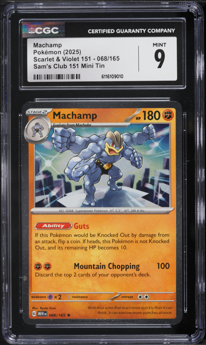 2025 Pokemon Scarlet & Violet 151 Sam's Club Mini Tin Machamp #68 CGC 9 MINT