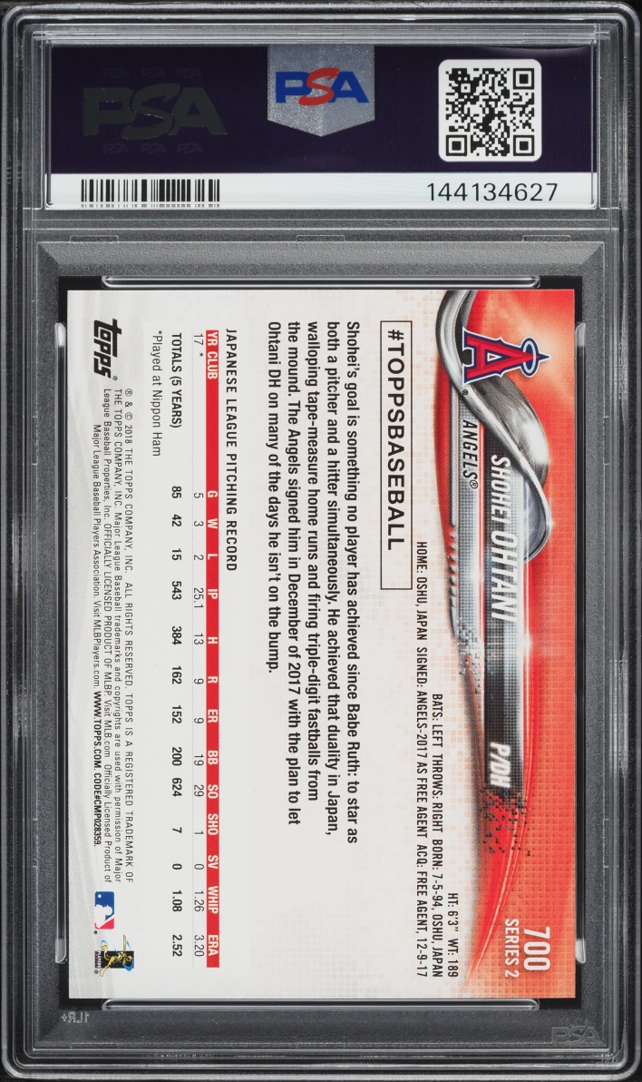 2018 Topps Pitching Shohei Ohtani ROOKIE #700 PSA 10 GEM MINT