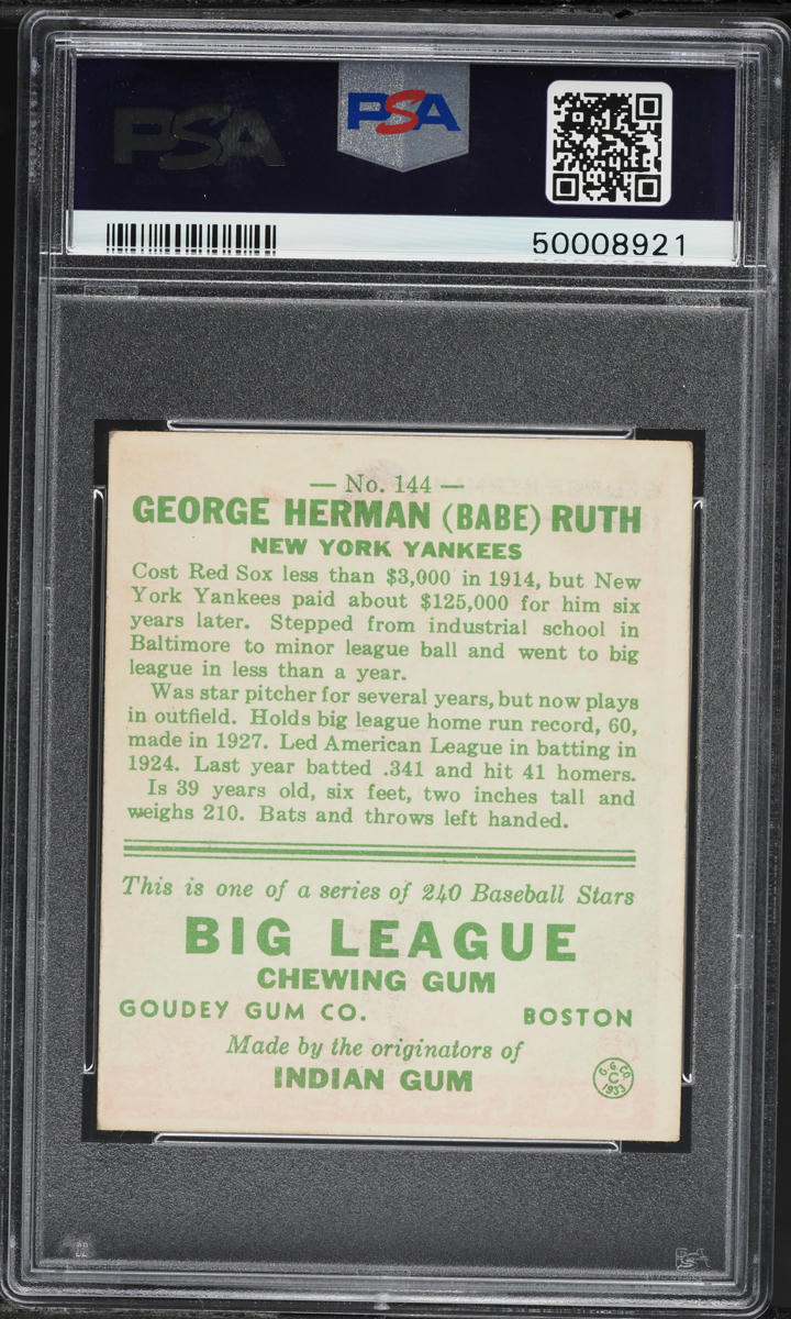 1933 Goudey Babe Ruth #144 PSA 4 VGEX