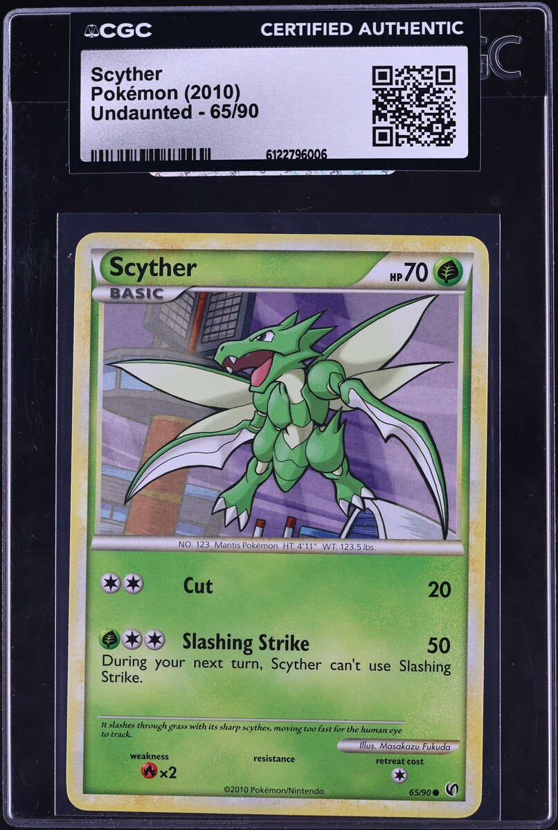 2010 Pokemon HeartGold & SoulSilver Undaunted Scyther #65 CGC AUTH