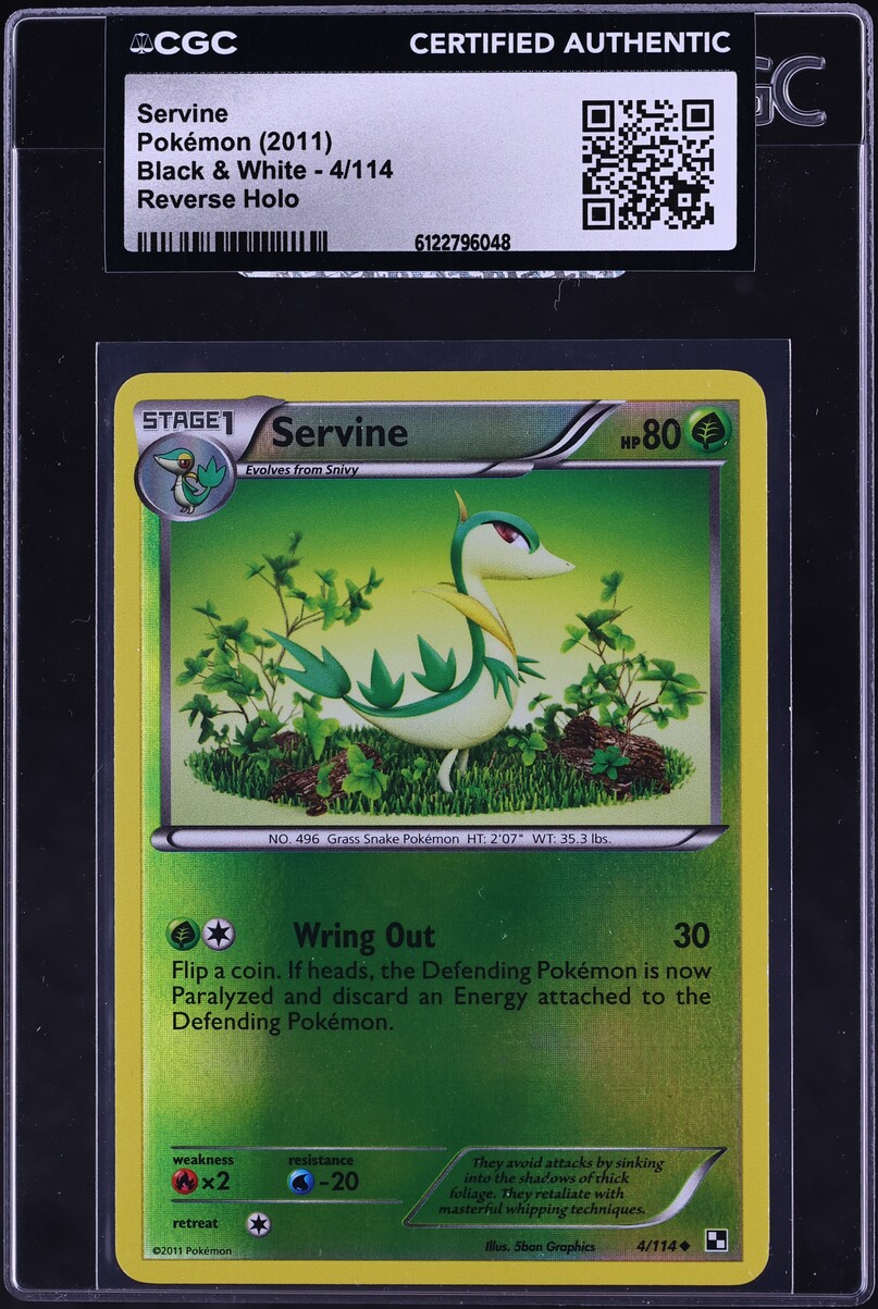 2011 Pokemon Black & White Reverse Holo Servine #4 CGC AUTH