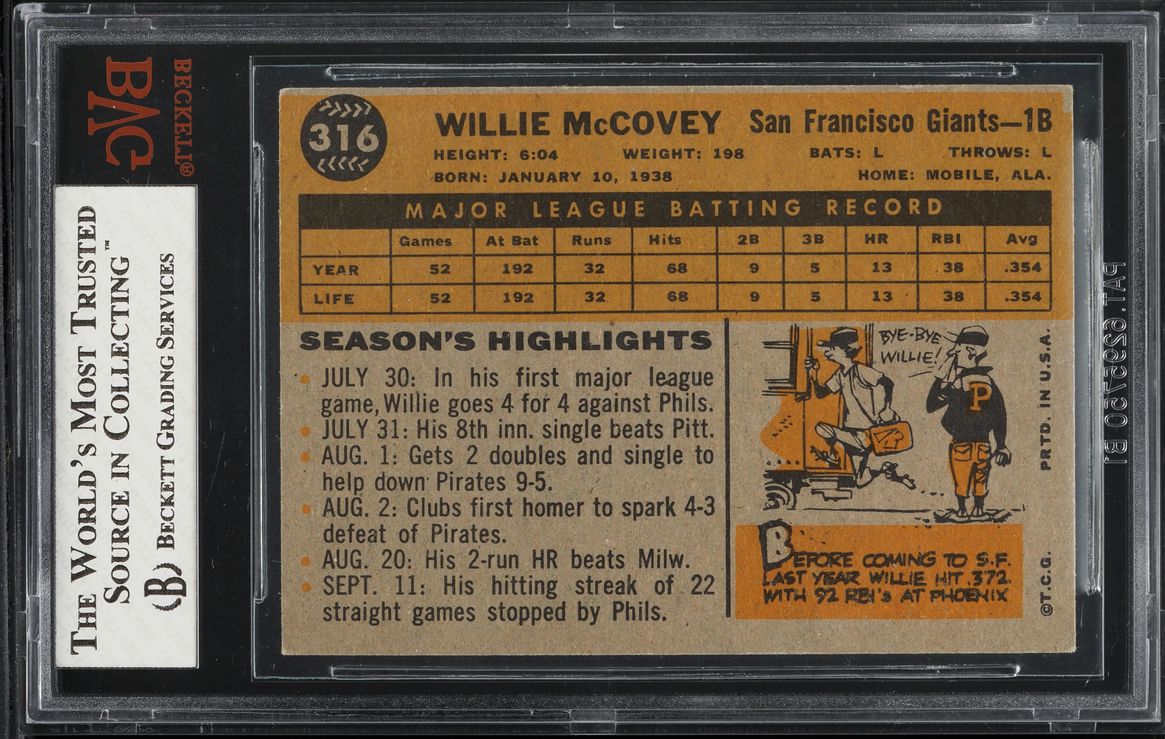 1960 Topps Willie McCovey #316 BVG 4.5 VGEX+