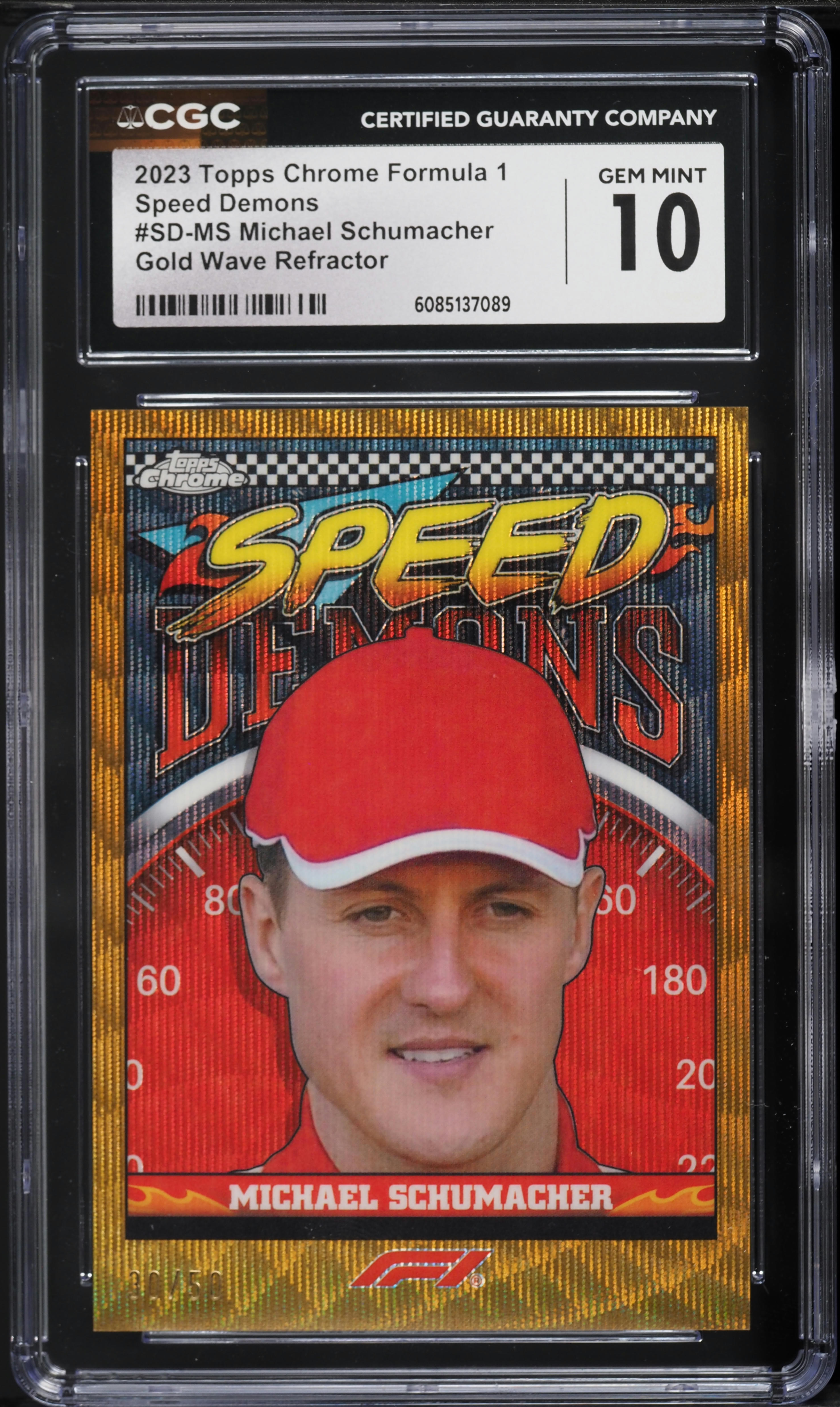 2023 Topps Chrome Formula 1 F1 Speed Demons Gold Wave Refractor