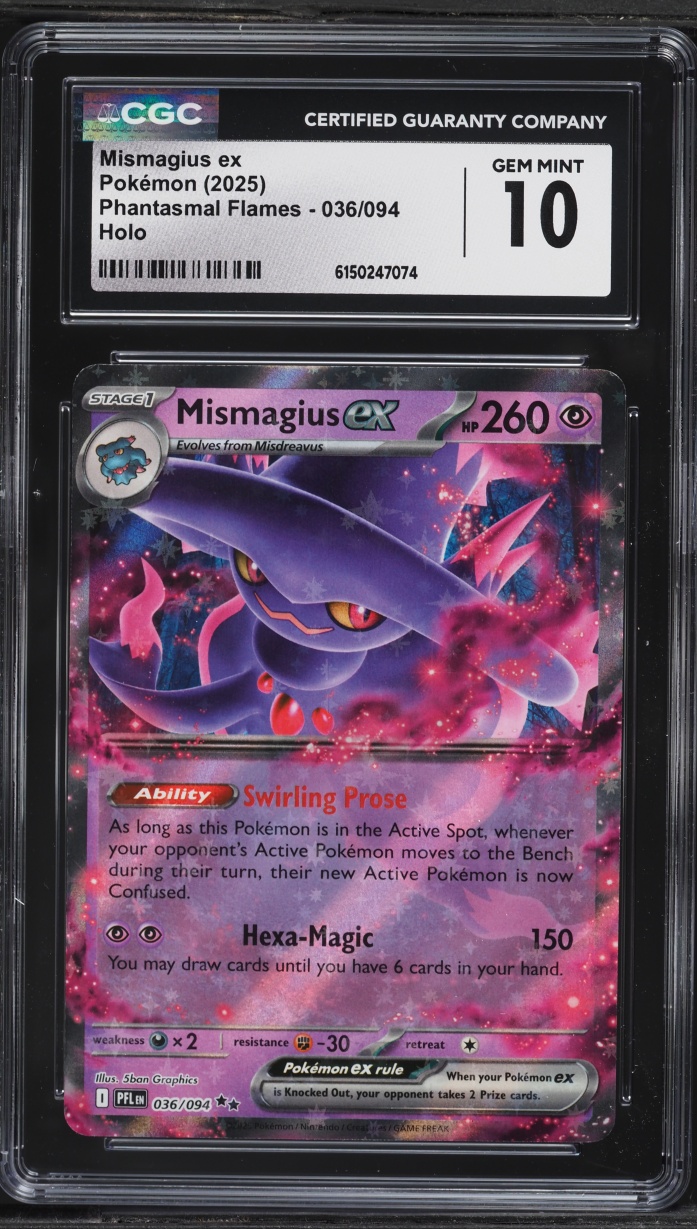 2025 Pokemon Mega Evolution Phantasmal Flames Holo Mismagius ex #36 CGC 10 GEM MINT