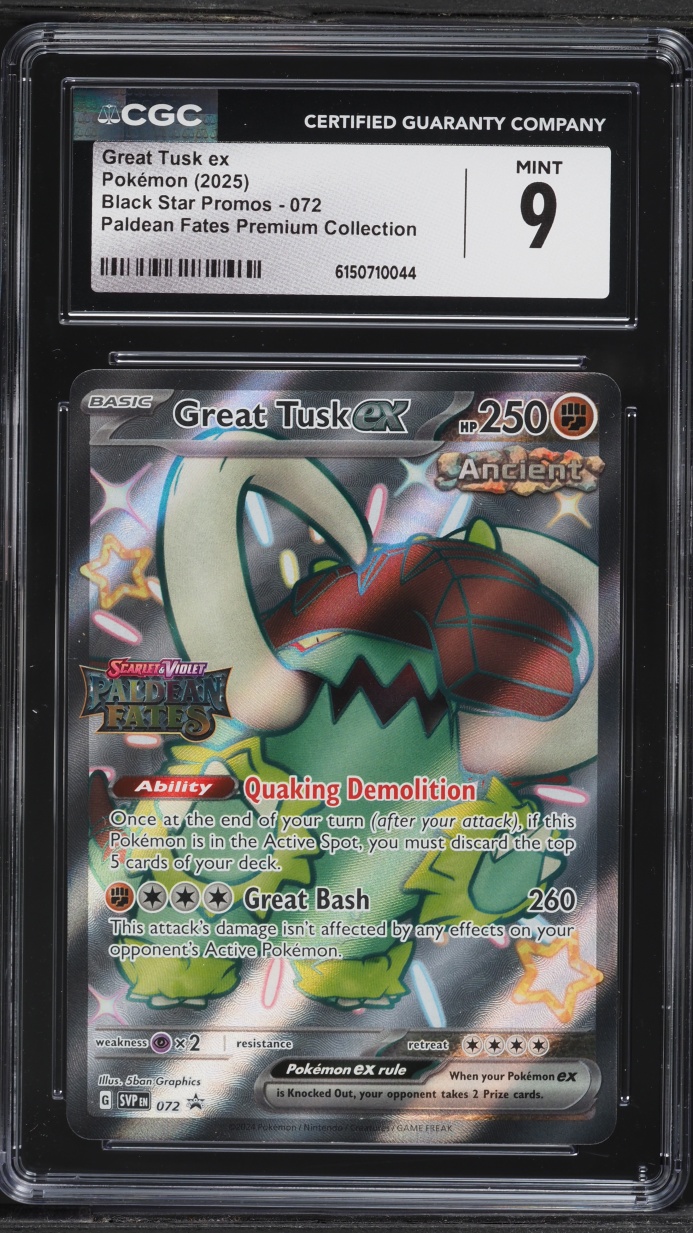 2025 Pokemon SV Promo Paldean Fates Premium Collection Full Art Great Tusk EX #72 CGC 9 MINT