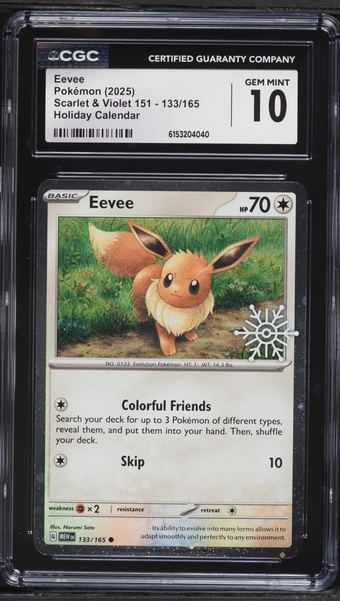 2025 Pokemon Scarlet & Violet 151 Holiday Calendar Eevee #133 CGC 10 GEM MINT