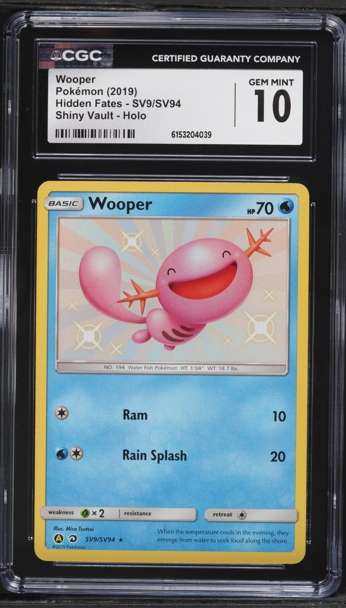 2019 Pokemon Sun & Moon Hidden Fates Shiny Vault Holo Wooper #SV9 CGC 10 GEM MINT