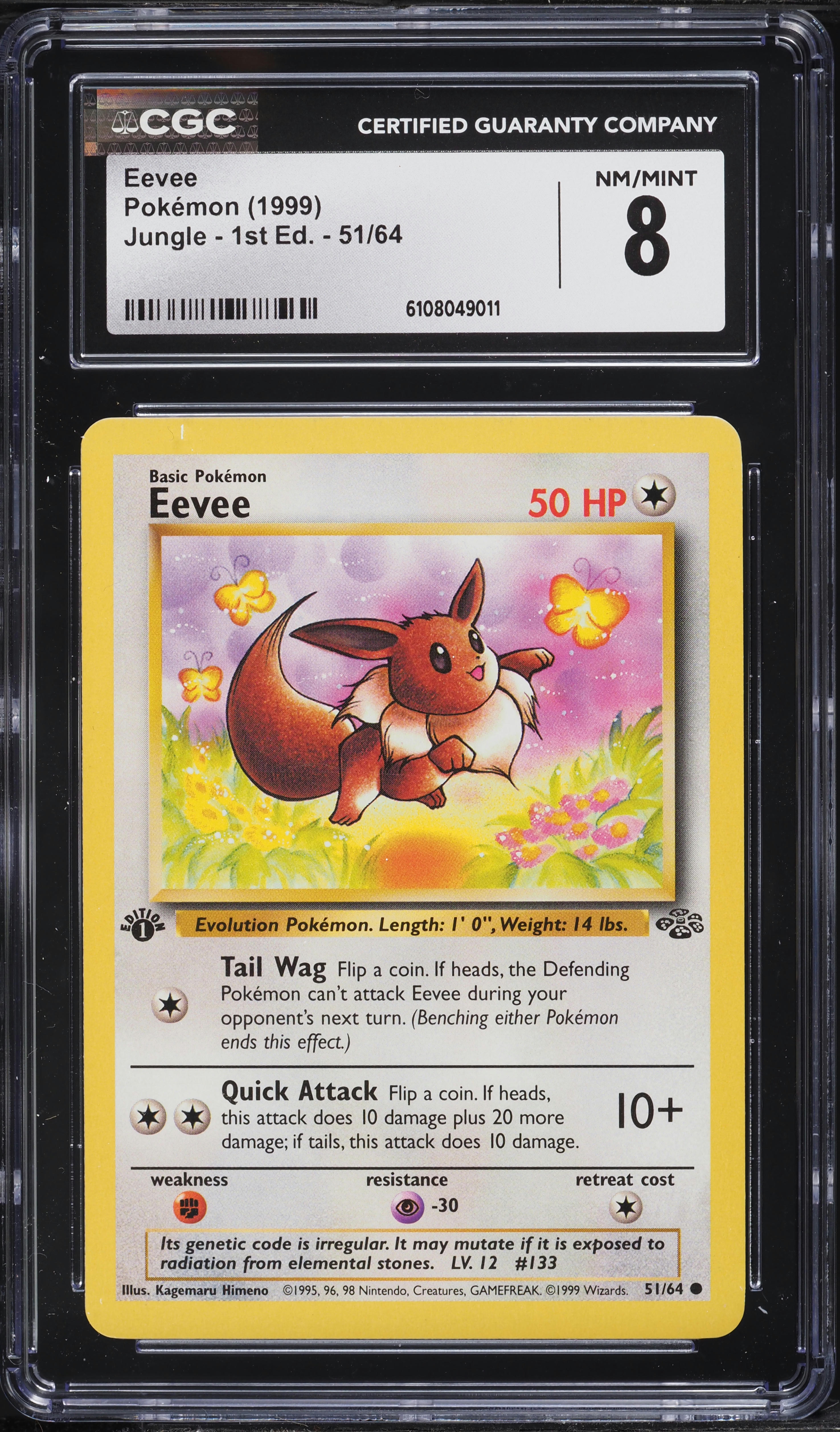 1999 Pokemon Jungle 1st Edition Eevee #51 CGC 8 NM-MT