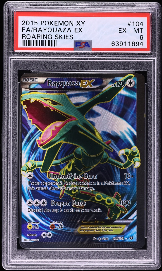 2015 Pokemon XY Roaring Skies Full Art Rayquaza EX #104 PSA 6 EXMT