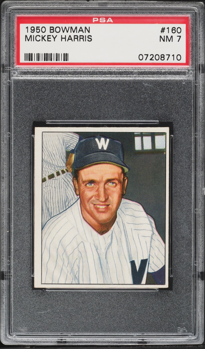 1950 Bowman Mickey Harris #160 PSA 7 NRMT