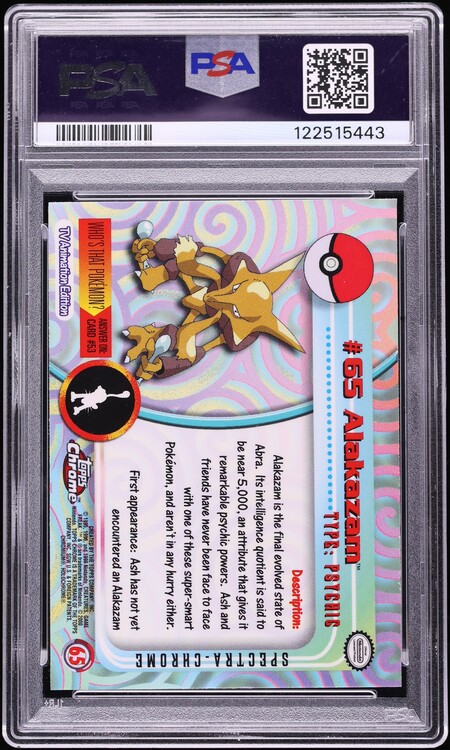 2000 Topps Chrome Pokemon Series 1 Spectra Alakazam #65 PSA 10 GEM MINT