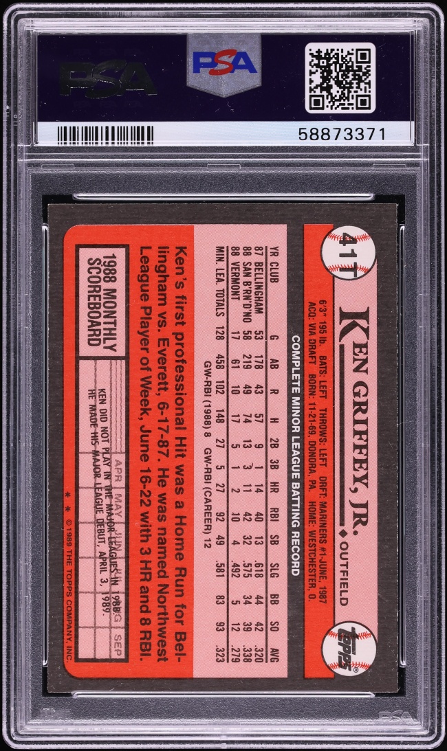 1989 Topps Traded Ken Griffey Jr. ROOKIE #41T PSA 10 GEM MINT