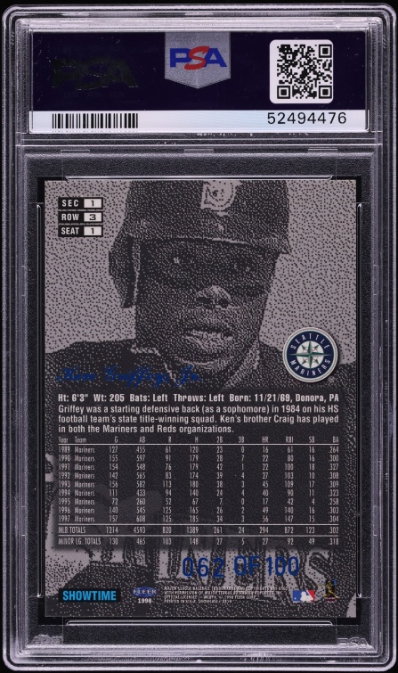1998 Flair Showcase Legacy Collection Row 3 Ken Griffey Jr. /100 #1 PSA 9 MINT