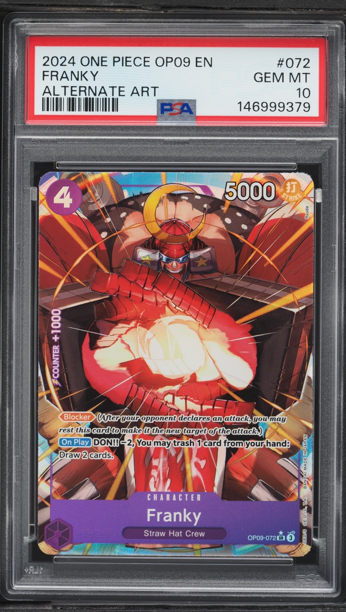 2024 One Piece Emperors In the New World Alt Art SR Franky #OP09-072 PSA 10 GEM MINT