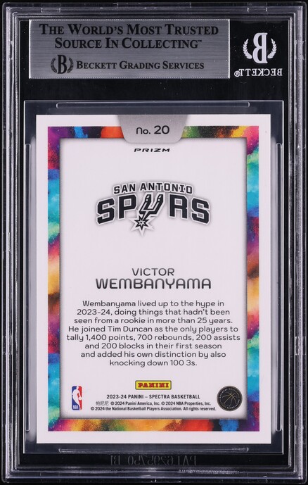 2023 Panini Spectra Color Blast Victor Wembanyama ROOKIE #20 BGS 8.5 NM-MT+