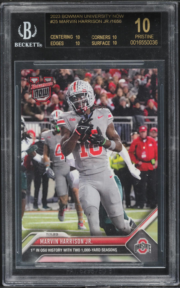 2023 Bowman University Now Marvin Harrison Jr. ROOKIE #25 BGS 10 BLACK LABEL