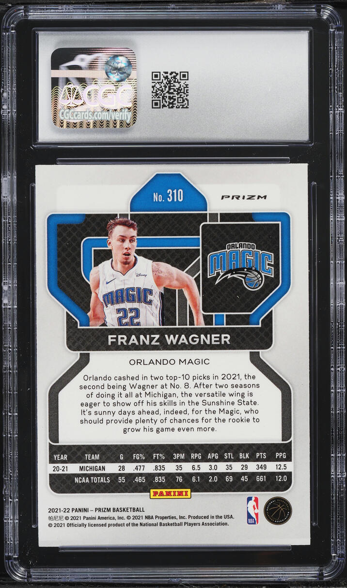 2021 Panini Prizm Red White & Blue Franz Wagner ROOKIE #310 CGC 8.5 NM-MT+