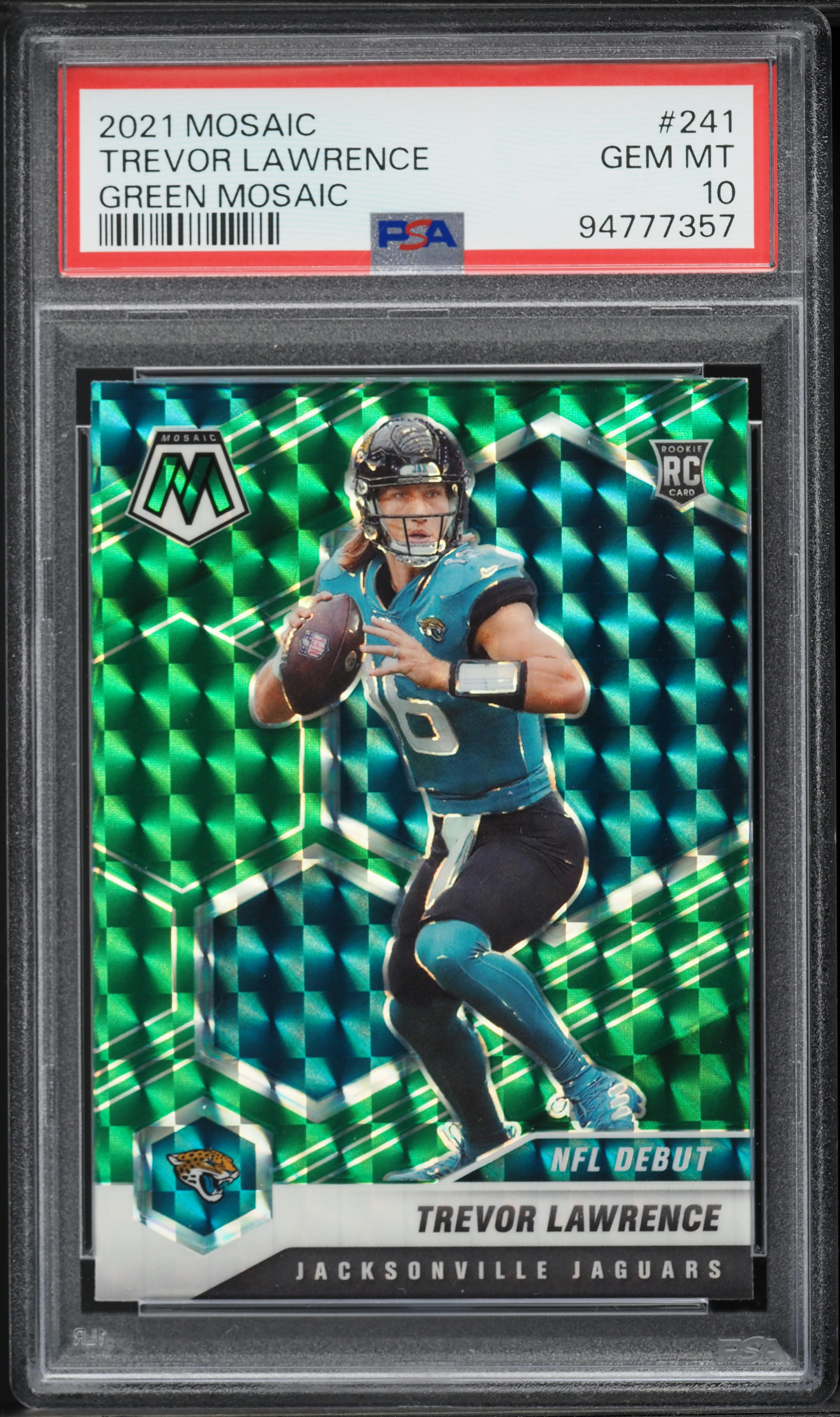 2021 Panini Mosaic Green Prizm Trevor Lawrence ROOKIE #241 PSA 10