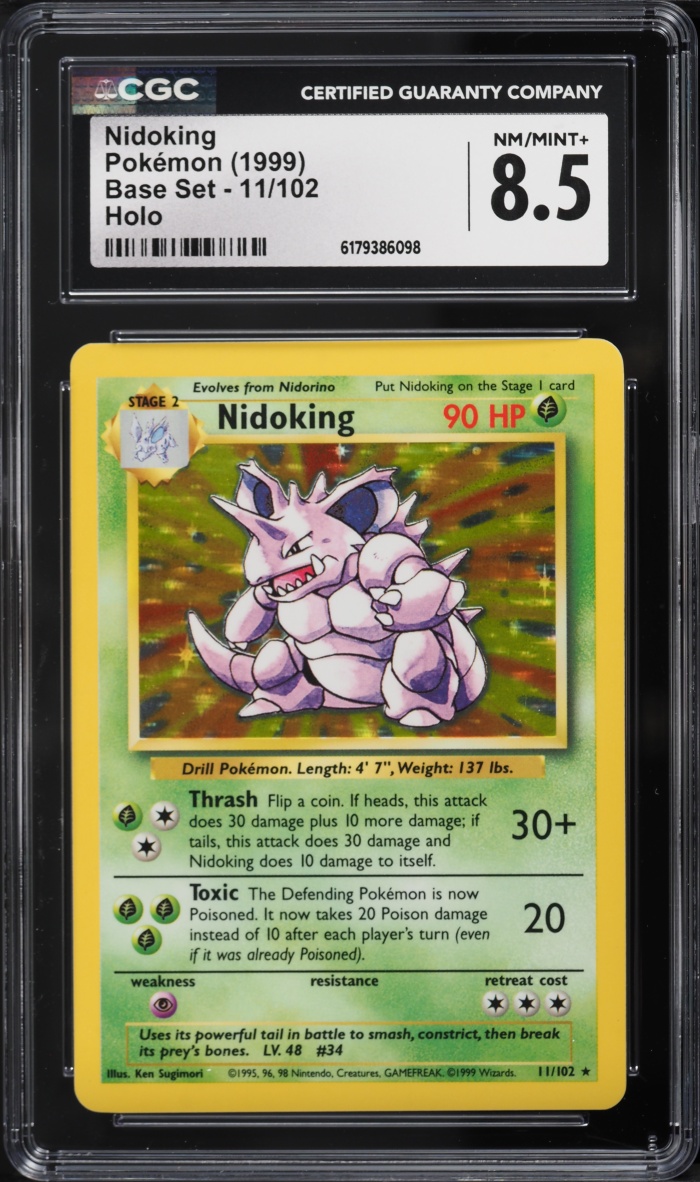 1999 Pokemon Base Set Holo Nidoking #11 CGC 8.5 NM-MT+