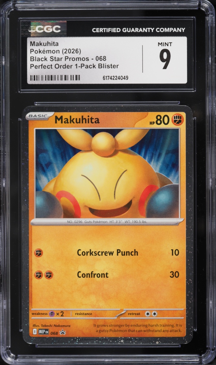 2026 Pokemon Mega Evolution Black Star Promo Makuhita #068 CGC 9 MINT